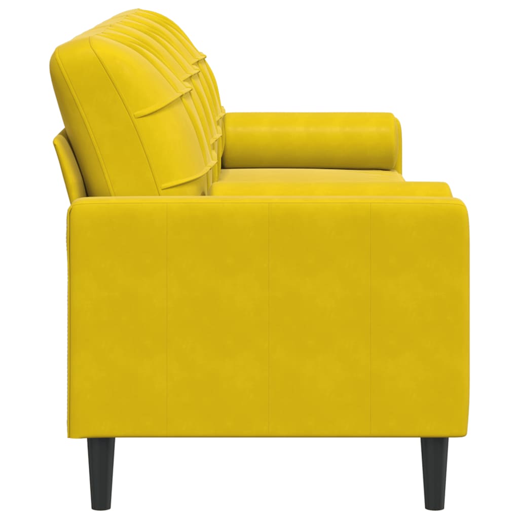 Sofa 3-Sitzer mit Zierkissen Gelb 210 cm Samt