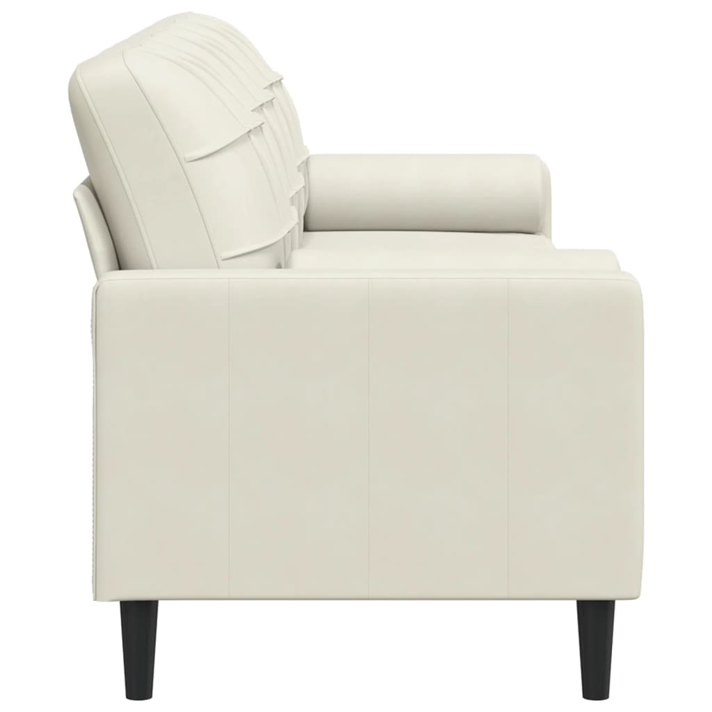 Sofa 3-Sitzer mit Zierkissen Creme 210 cm Samt