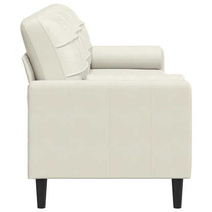 Sofa 3-Sitzer mit Zierkissen Creme 210 cm Samt