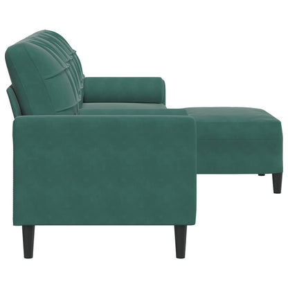 3-Sitzer-Sofa mit Hocker Dunkelgrün 210 cm Samt