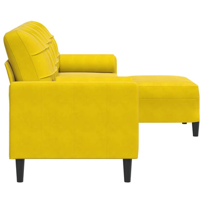 Sofa 3-Sitzer mit Hocker Gelb 210 cm Samt