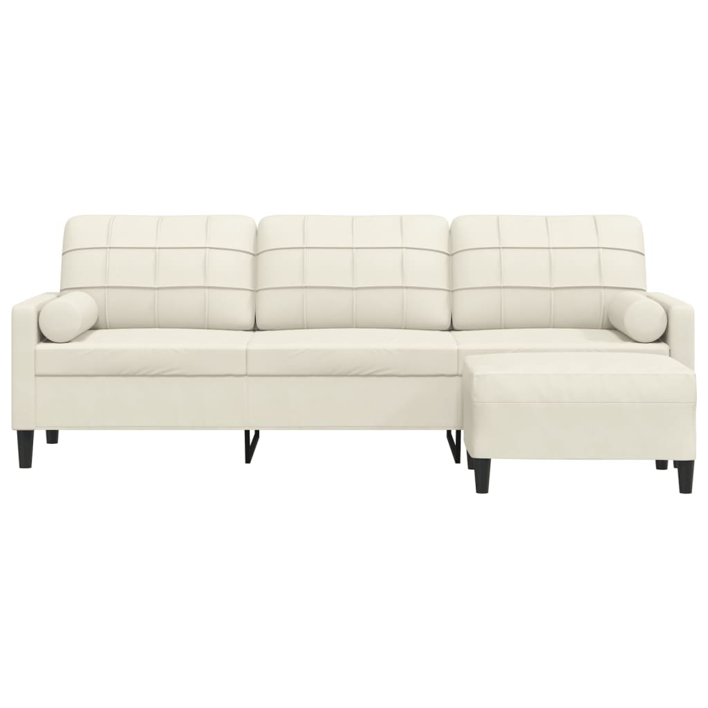 3-Sitzer-Sofa mit Hocker Creme 210 cm Samt