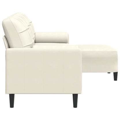 3-Sitzer-Sofa mit Hocker Creme 210 cm Samt