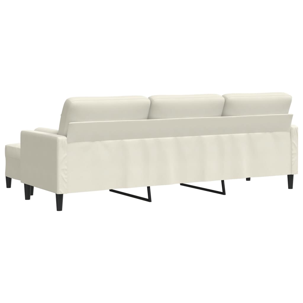 3-Sitzer-Sofa mit Hocker Creme 210 cm Samt