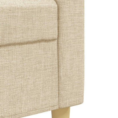 3-tlg. Sofagarnitur mit Fußhocker Creme Stoff