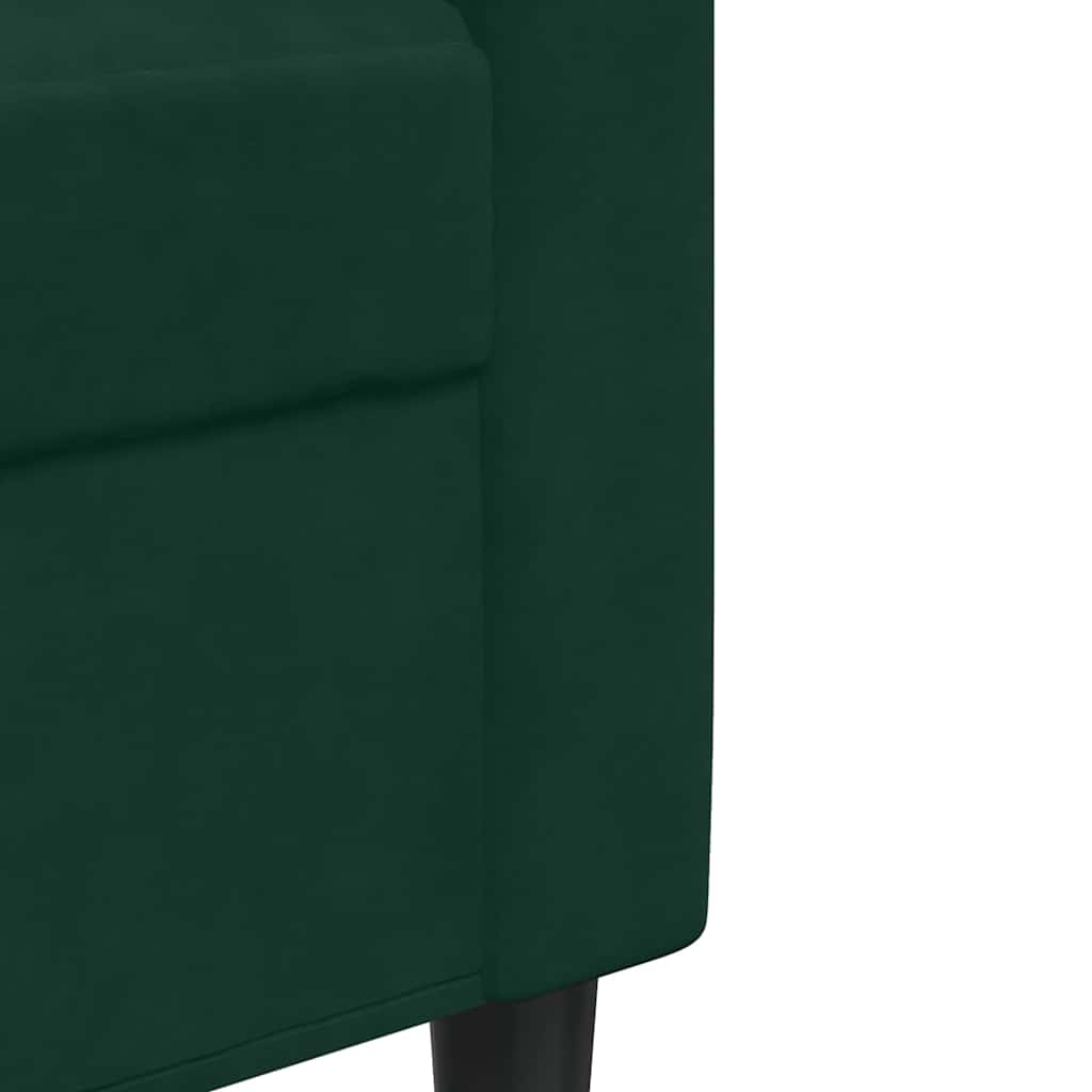 3-tlg. Sofagarnitur mit Kissen Dunkelgrün Samt