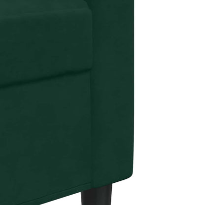 3-tlg. Sofagarnitur mit Kissen Dunkelgrün Samt