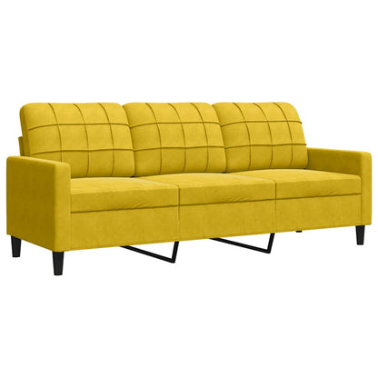 3-tlg. Sofagarnitur mit Kissen Gelb Samt