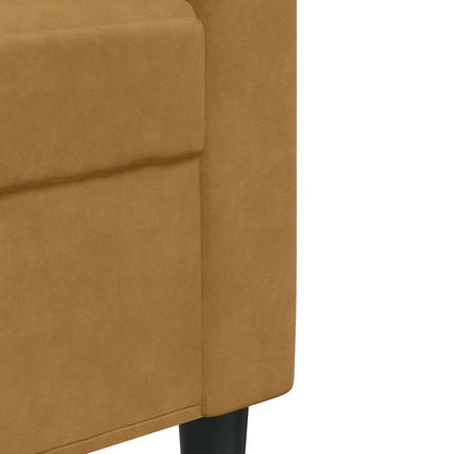 3-tlg. Sofagarnitur mit Kissen Braun Samt