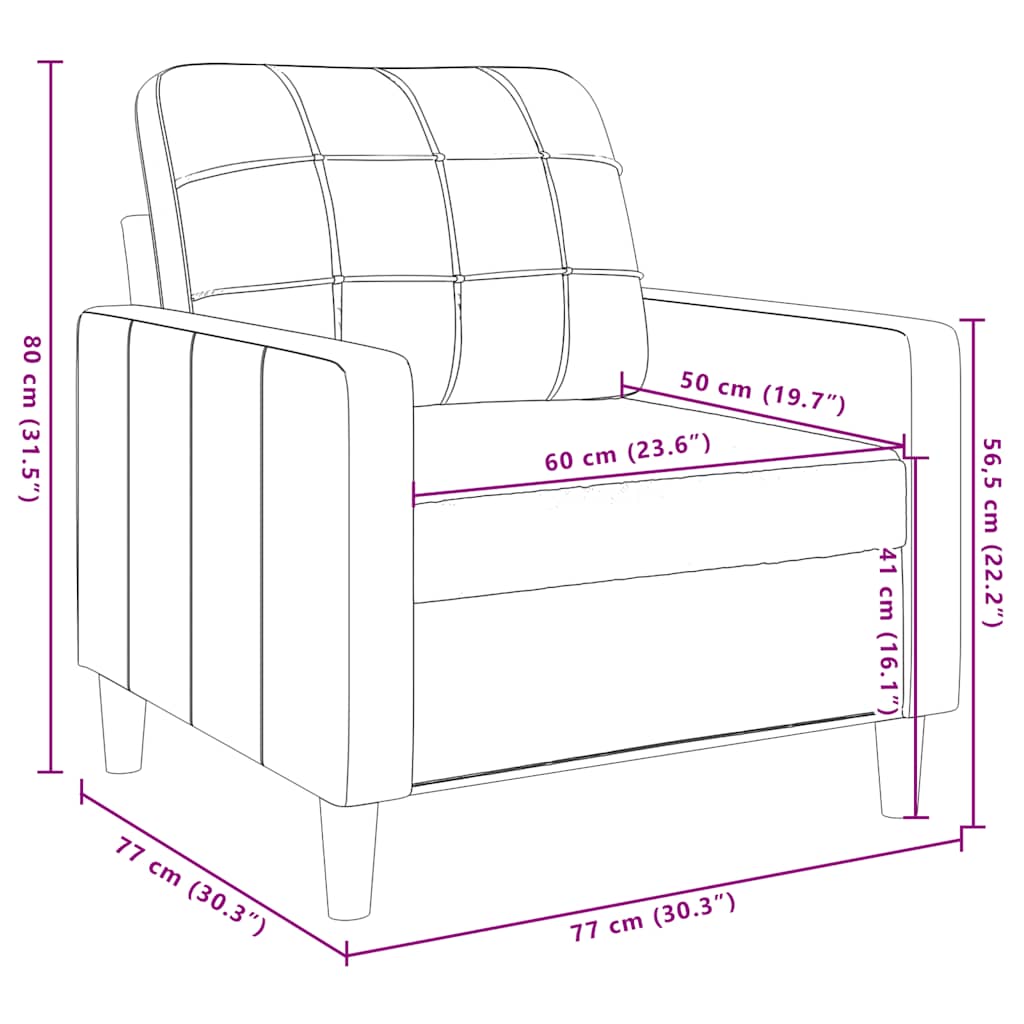 3-tlg. Sofagarnitur mit Kissen Braun Samt