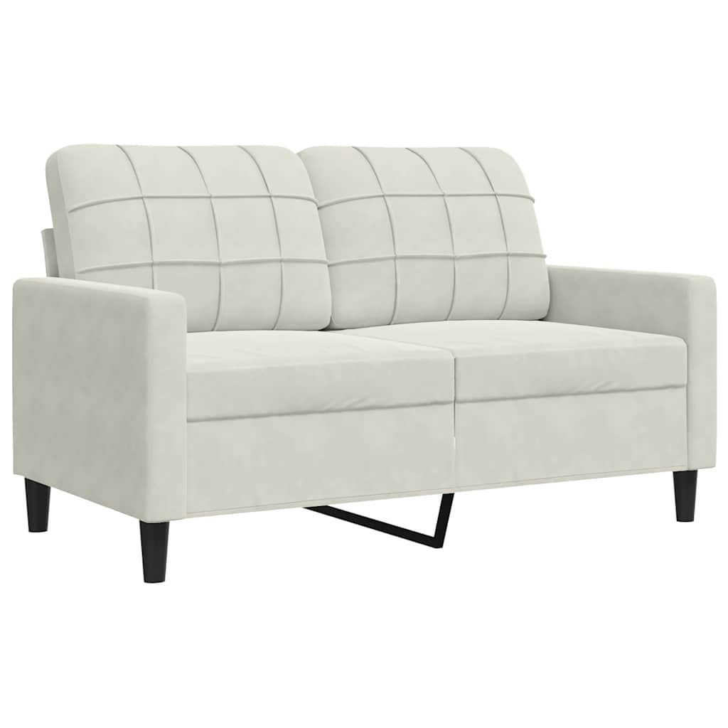 3-tlg. Sofagarnitur mit Kissen Creme Samt