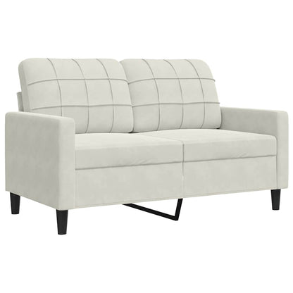 3-tlg. Sofagarnitur mit Kissen Creme Samt