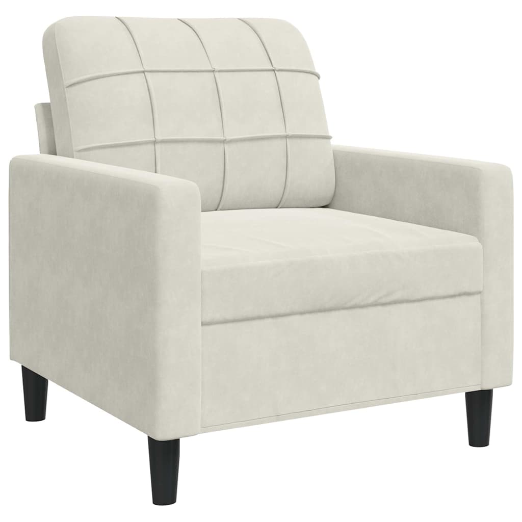 3-tlg. Sofagarnitur mit Kissen Creme Samt