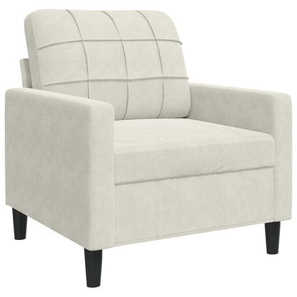 3-tlg. Sofagarnitur mit Kissen Creme Samt