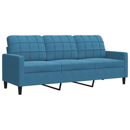 4-tlg. Sofagarnitur mit Kissen Blau Samt