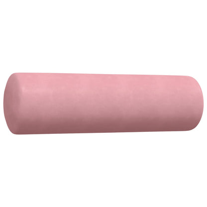 3-tlg. Sofagarnitur mit Kissen und Nackenrollen Rosa Samt