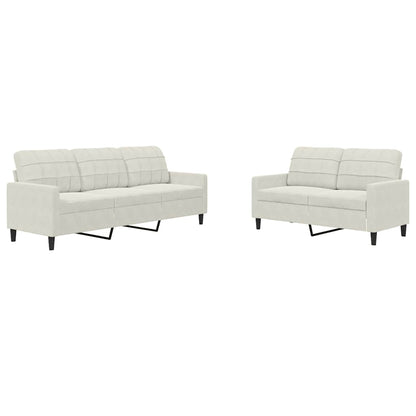 2-tlg. Sofagarnitur mit Kissen Creme Samt