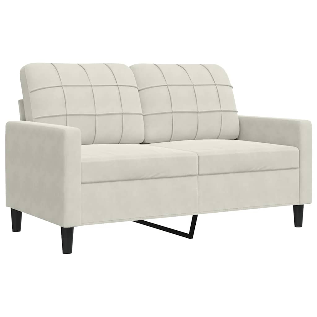 2-tlg. Sofagarnitur mit Kissen Creme Samt