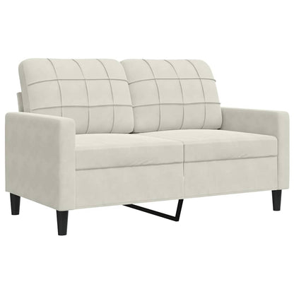 2-tlg. Sofagarnitur mit Kissen Creme Samt