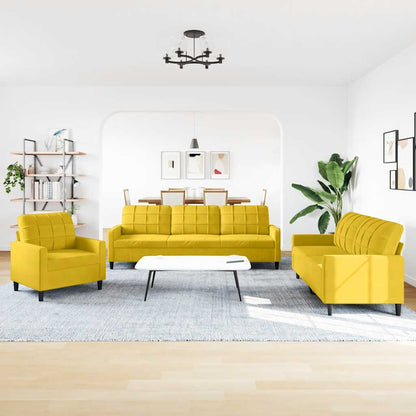 3-tlg. Sofagarnitur mit Kissen Gelb Samt
