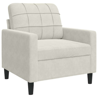 3-tlg. Sofagarnitur mit Kissen Creme Samt