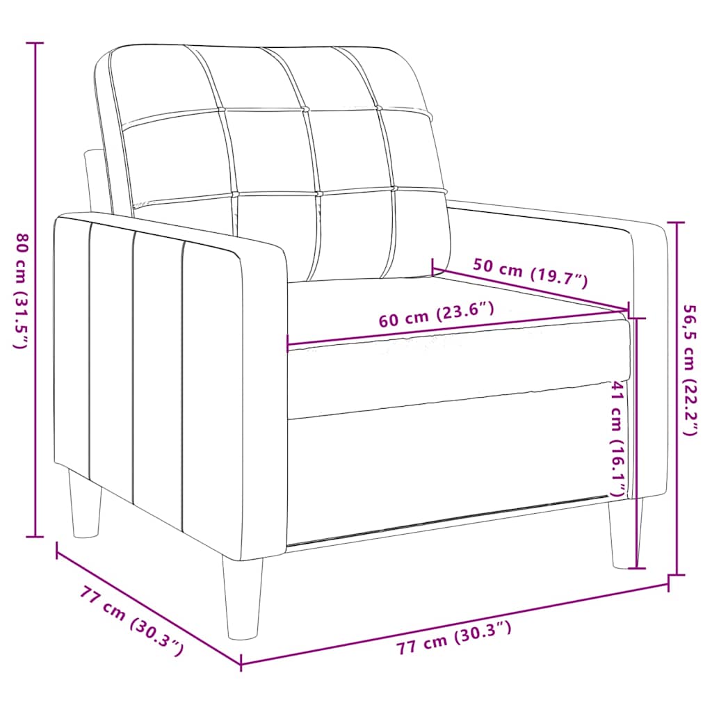 3-tlg. Sofagarnitur mit Kissen Creme Samt
