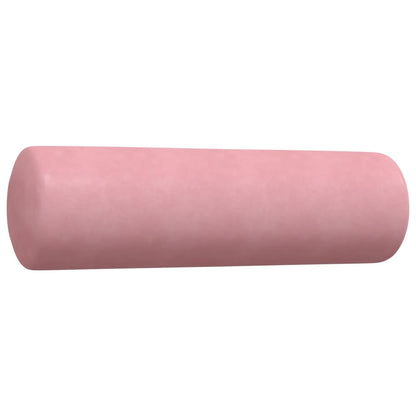 2-tlg. Sofagarnitur mit Kissen und Nackenrollen Rosa Samt
