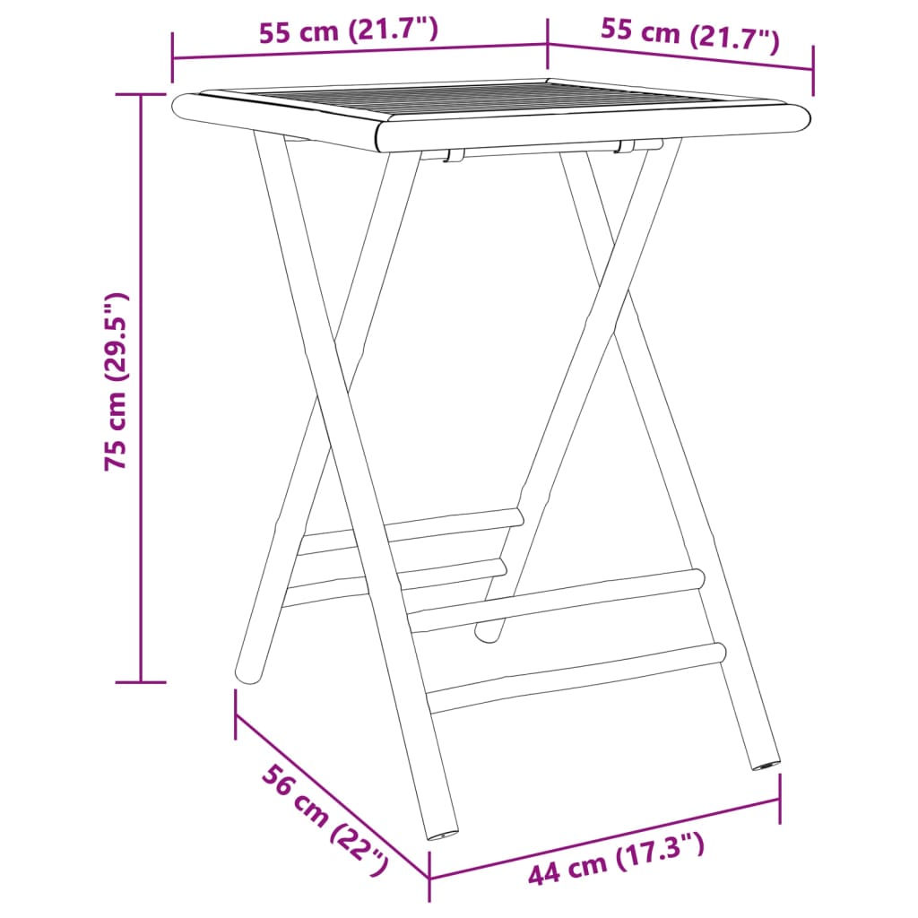 3-tlg. Bistro-Set Bambus