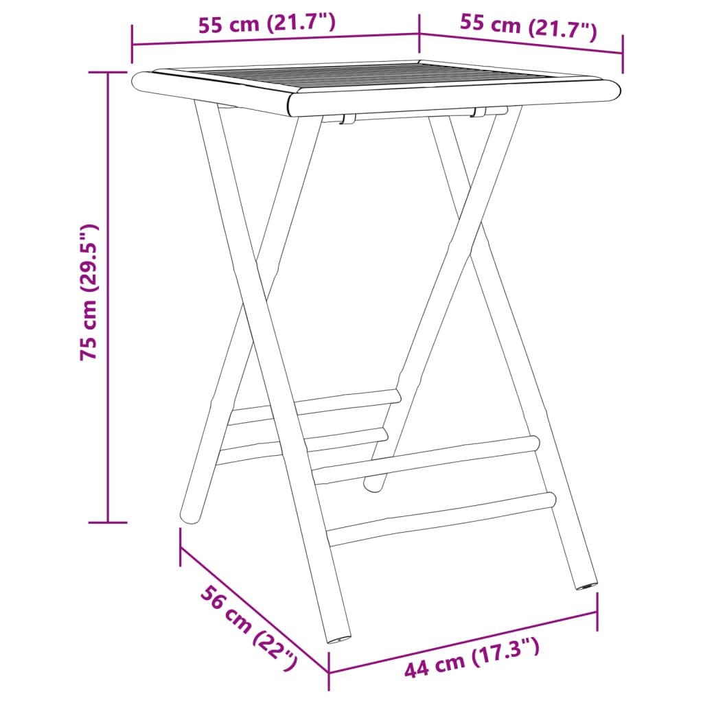 3-tlg. Bistro-Set Bambus