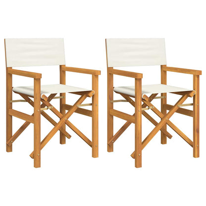 Regiestühle 2 Stk. Klappbar Creme Massivholz Teak