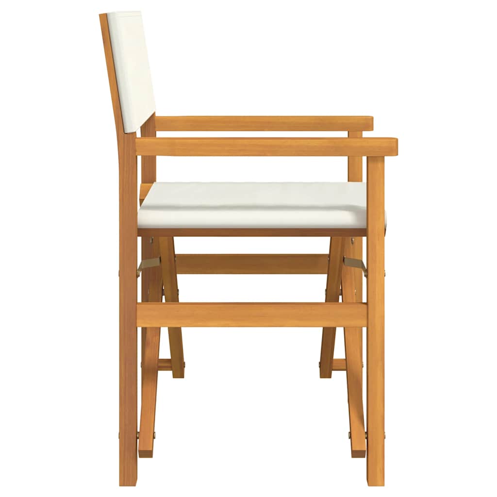 Regiestühle 2 Stk. Klappbar Creme Massivholz Teak