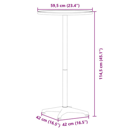 Udendørs Bar Bord Højde Justerbar Ø59,5x70/114,5 cm Aluminium
