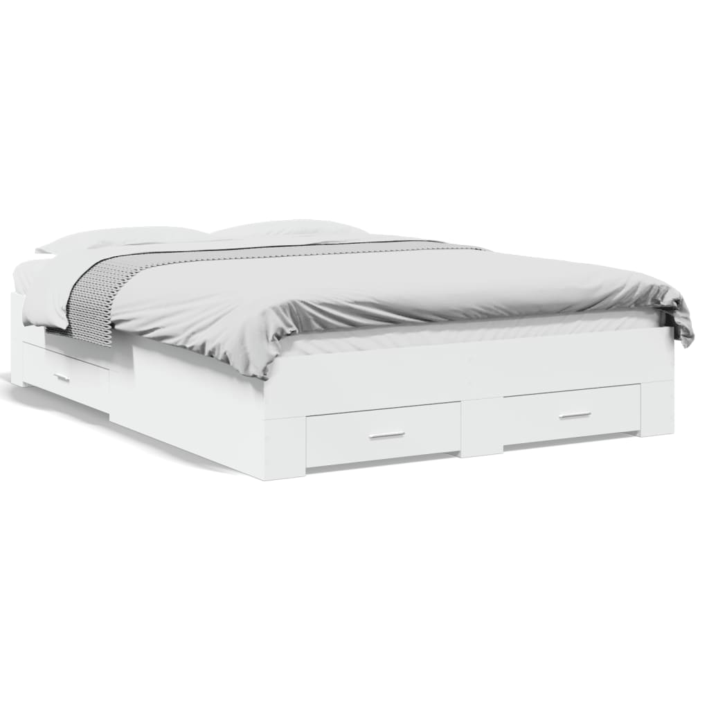 Bettgestell mit Schubladen Weiß 120x200 cm Holzwerkstoff