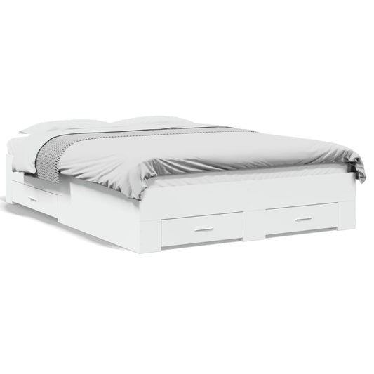 Bettgestell mit Schubladen Weiß 120x200 cm Holzwerkstoff