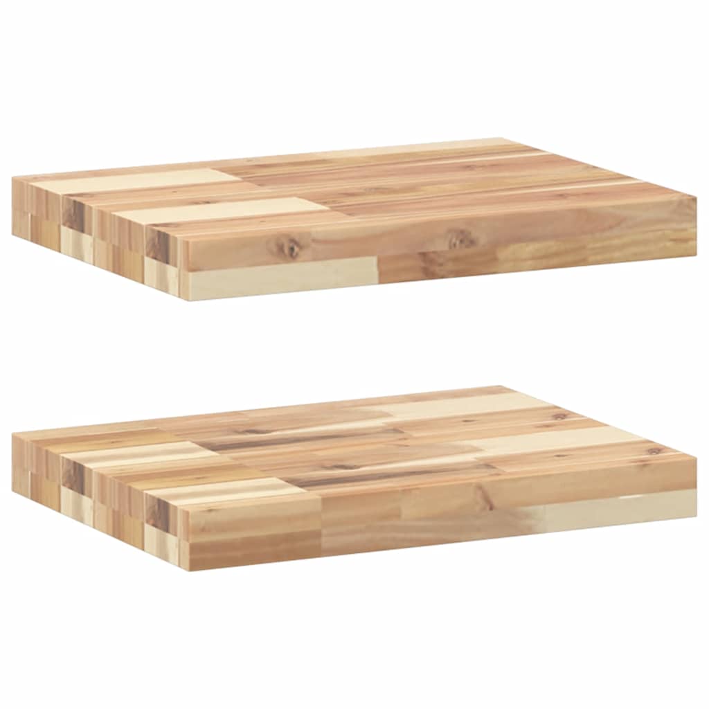 Schweberegale 2 Stk. 40x30x4 cm Massivholz Akazie Unbehandelt