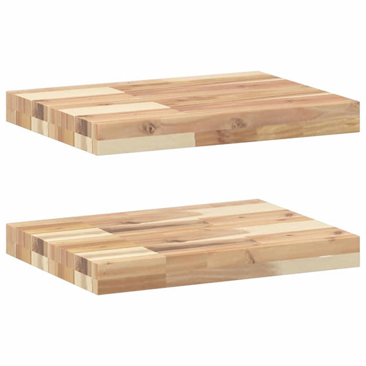 Schweberegale 2 Stk. 40x30x4 cm Massivholz Akazie Unbehandelt