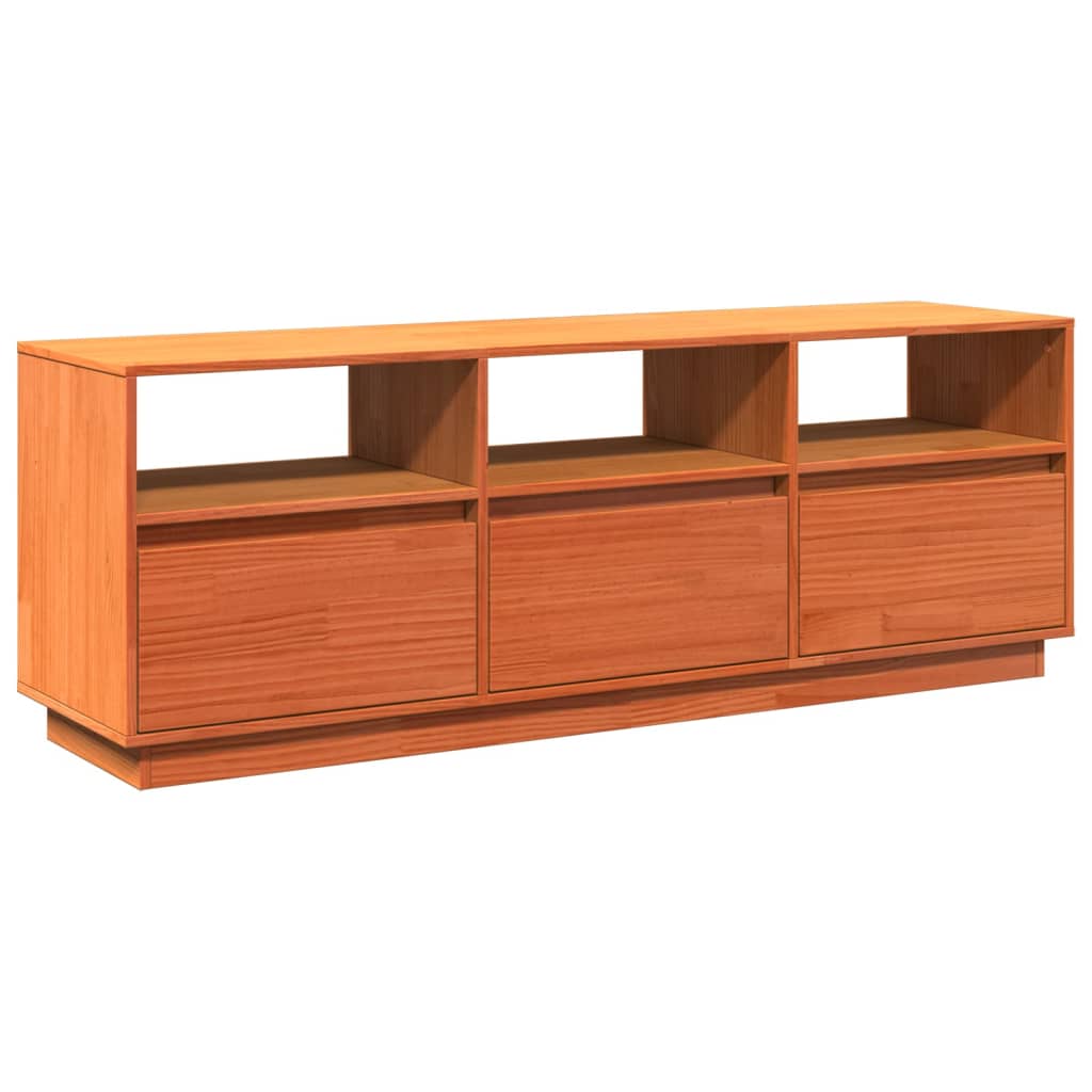 Tv-møbel voksbrun 140x37x50 cm massiv fyrretræ