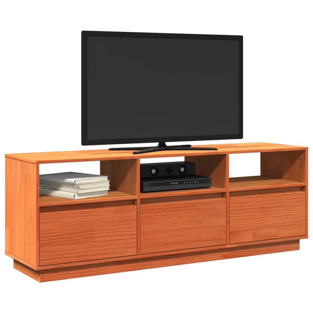 Tv-møbel voksbrun 140x37x50 cm massiv fyrretræ