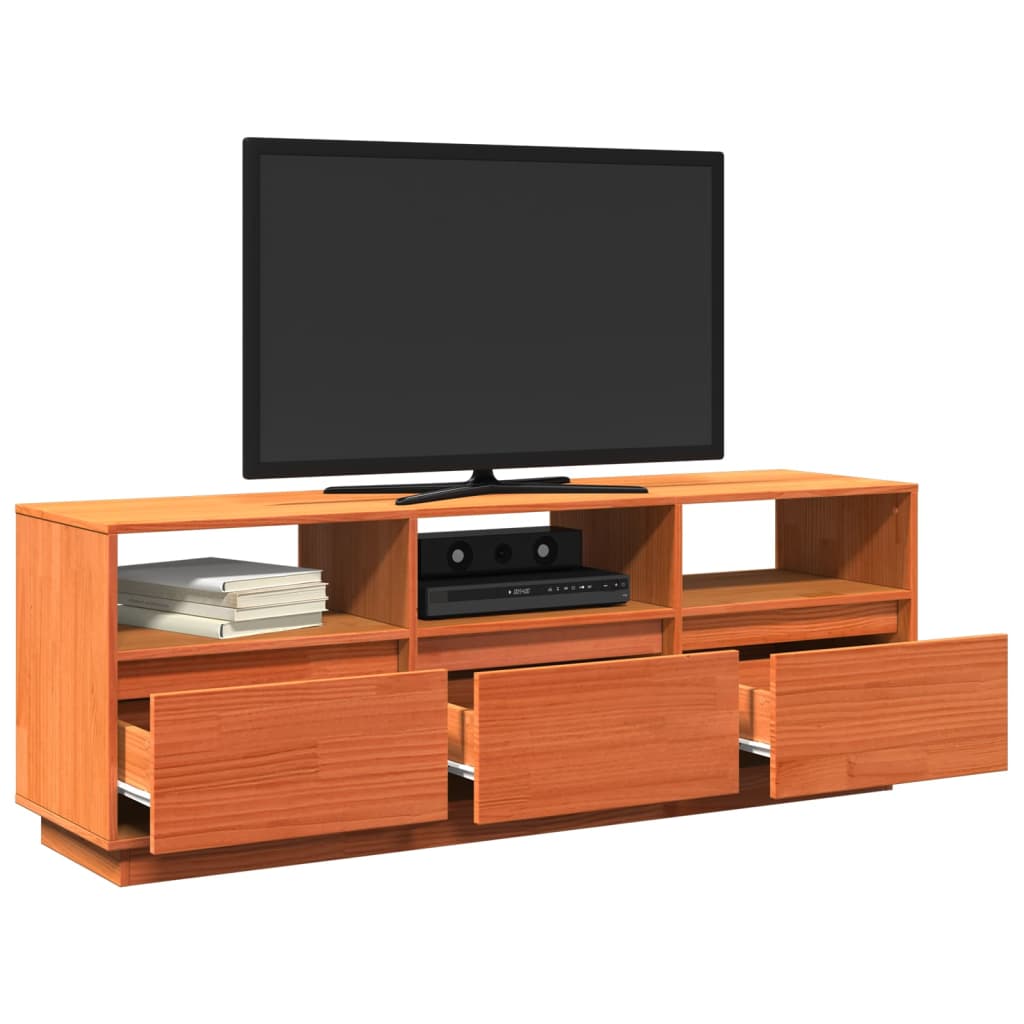 Tv-møbel voksbrun 140x37x50 cm massiv fyrretræ