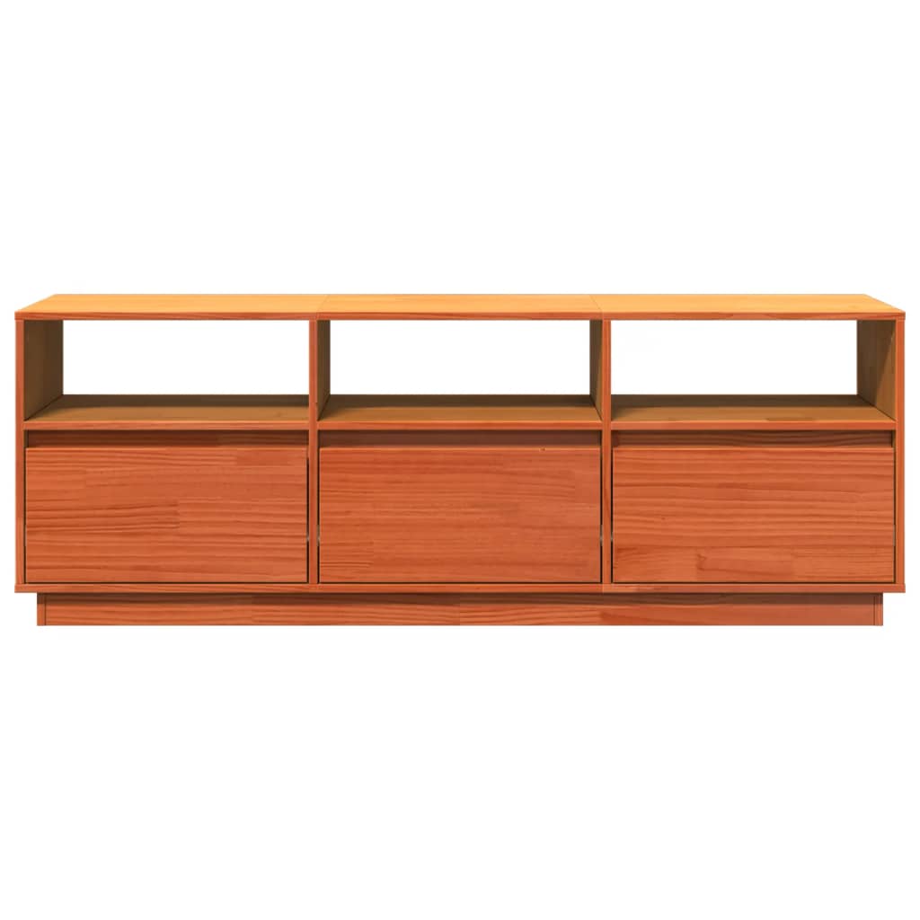 Tv-møbel voksbrun 140x37x50 cm massiv fyrretræ