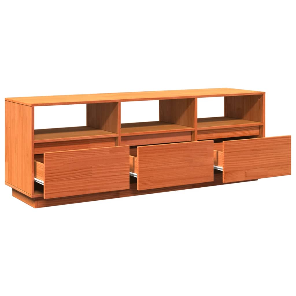 Tv-møbel voksbrun 140x37x50 cm massiv fyrretræ