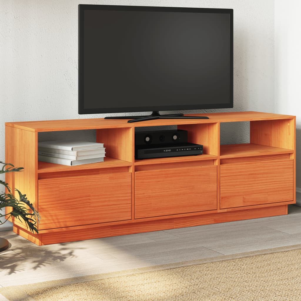 Tv-møbel voksbrun 140x37x50 cm massiv fyrretræ