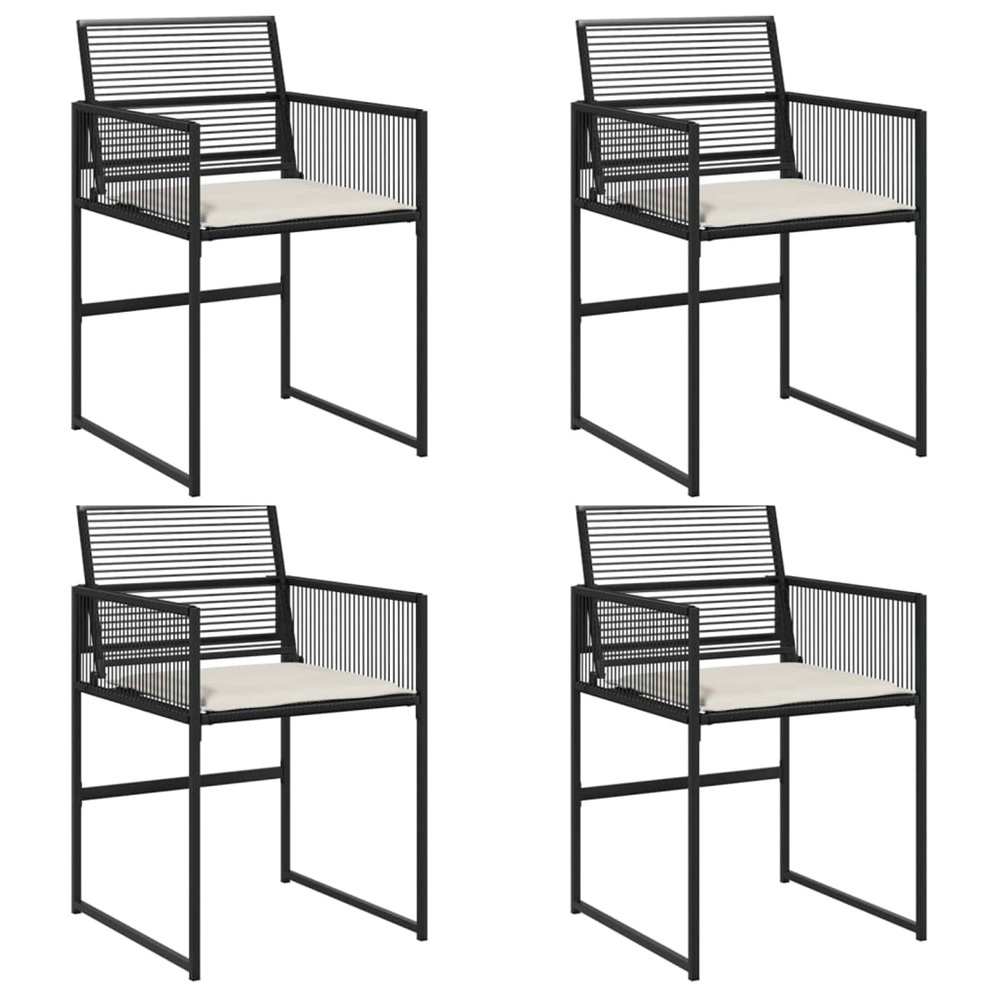 Gartenstühle mit Kissen 4 Stk. Schwarz Poly Rattan