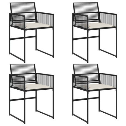 Gartenstühle mit Kissen 4 Stk. Schwarz Poly Rattan