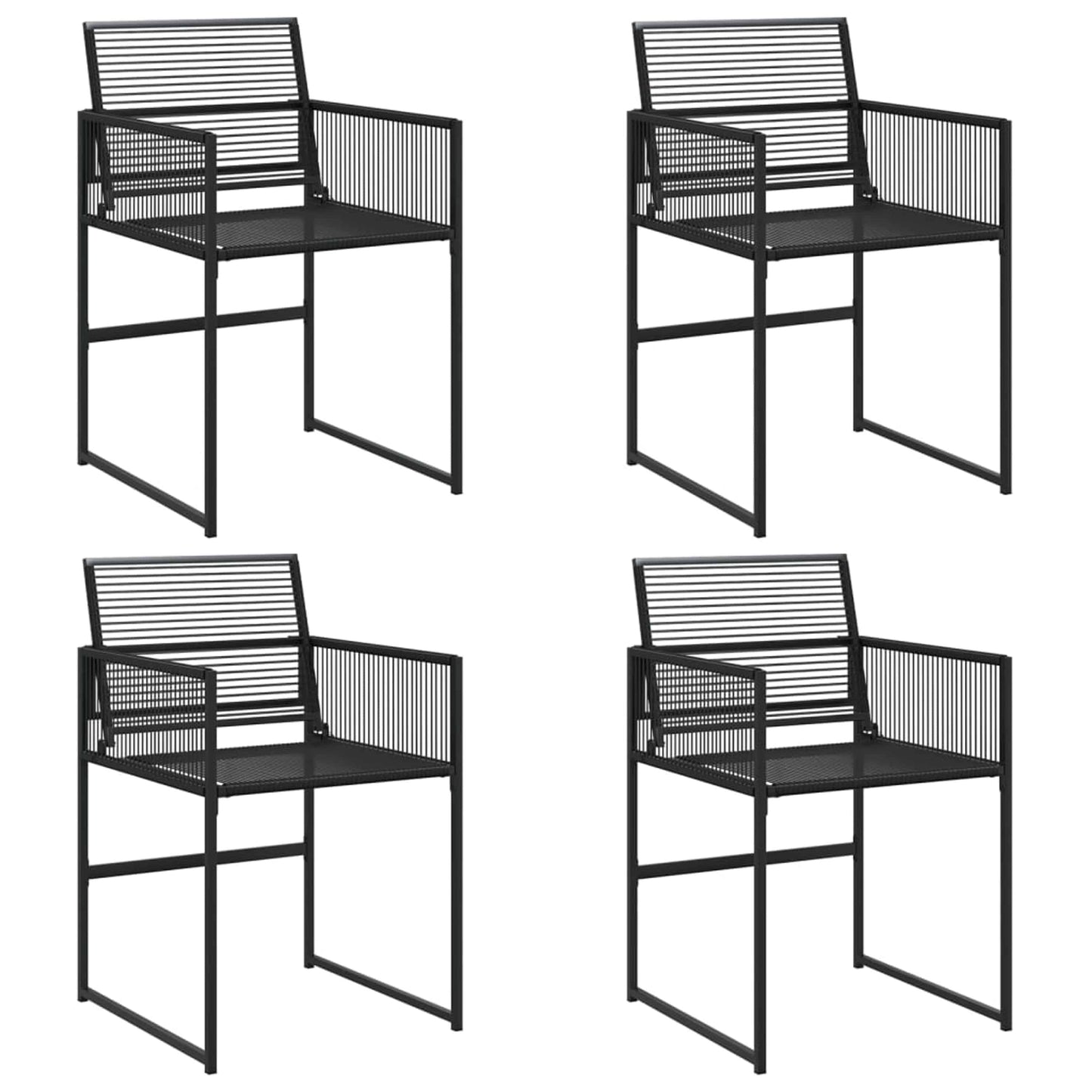 Gartenstühle 4 Stk. Schwarz Poly Rattan