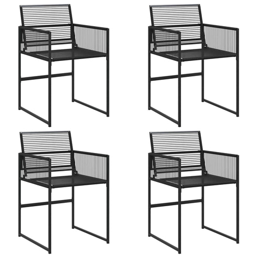 Gartenstühle 4 Stk. Schwarz Poly Rattan