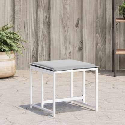 Gartenhocker mit Kissen 4 Stk. Weiß Stahl und Textilene