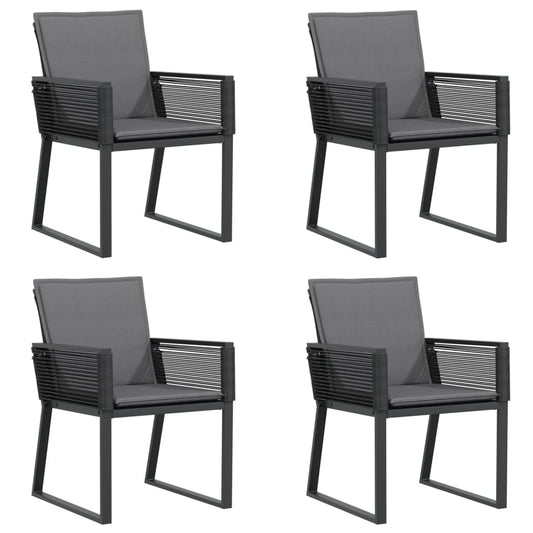 Gartenstühle mit Kissen 4 Stk. Schwarz Poly Rattan