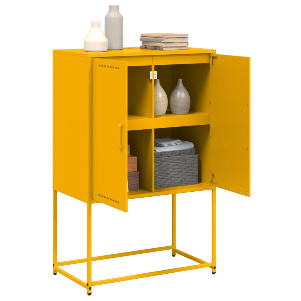 Highboard Senfgelb 68,5x38,5x107 cm Stahl