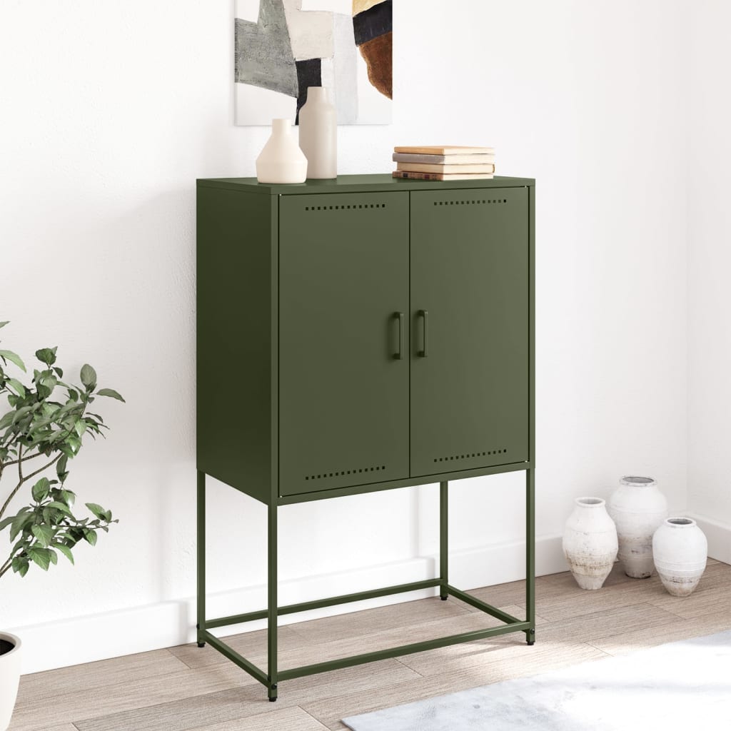 Highboard Olivgrün 68,5x38,5x107 cm Stahl